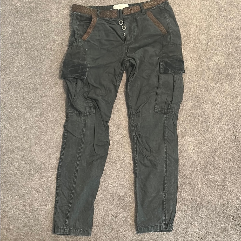 Black FREE PEOPLE Cargo Pants with Brown Accents